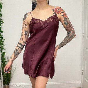 Vintage Victoria's Secret Sleeveless Lace Satin Slip Mini Dress Silk